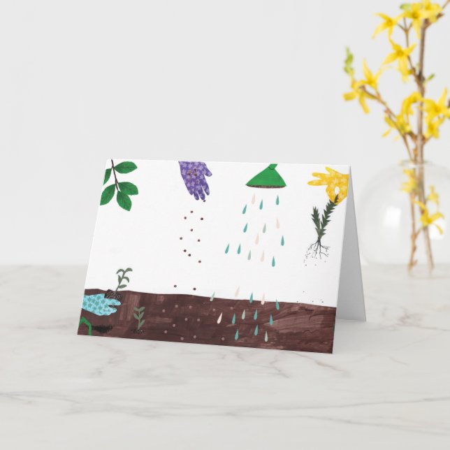 Carte Saison heureuse de jardinage | Illustration de jar (Fleur jaune)
