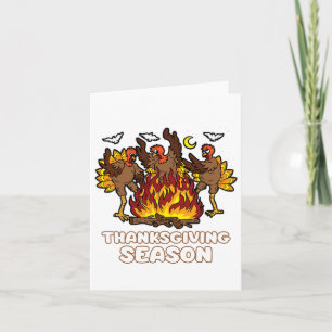 Carte Saison Thanksgiving Drôle Turquie Danser Automne A