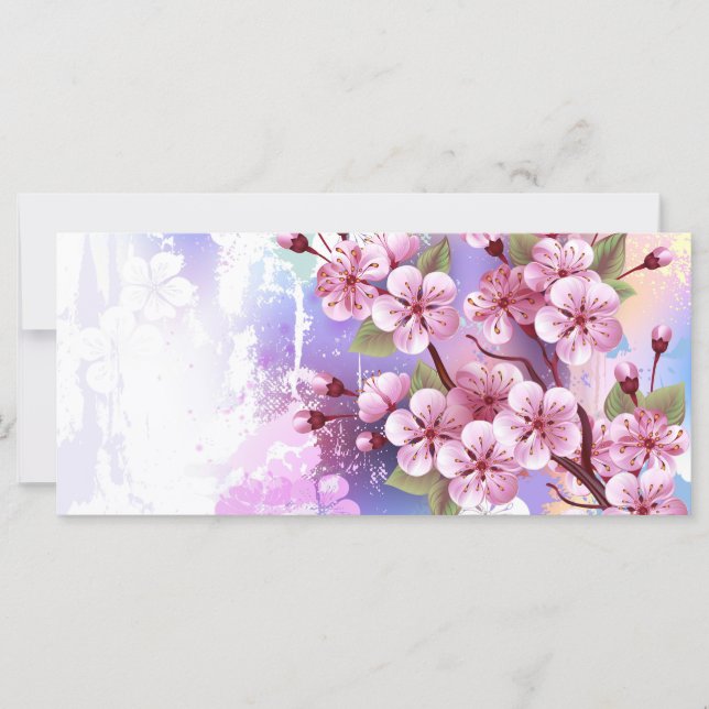 Carte Sakura rose sur la peinture Arrière - plan (Devant)