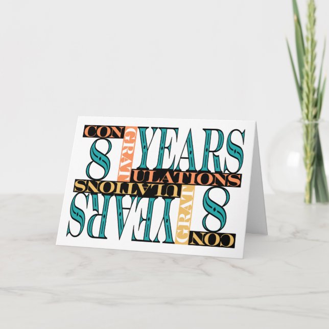 Carte Salaire 8e anniversaire Félicitations Mosaïque (Devant)