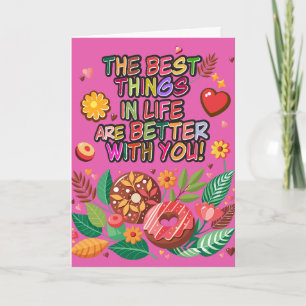 Carte Salle de classe Saint-Valentin Boho Donuts et fleu