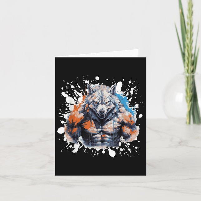 Carte Salle de sport Wolf Workout Combattant Bodybuilder (Devant)