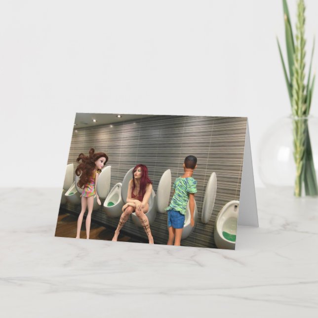 Carte Salle de toilettes mixtes pour femmes. (Devant)