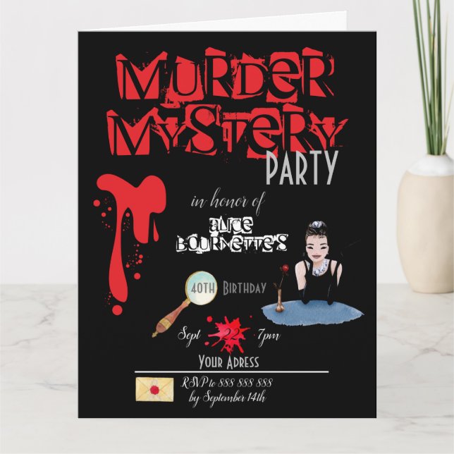 Carte Salle d'évasion Meurtre Mystère Carton d'invitatio (Devant)