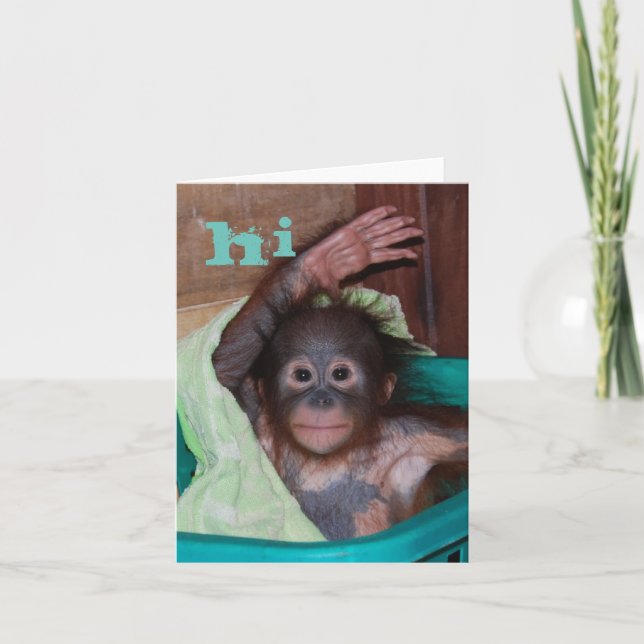 Carte Salut Bébé doux Orangutan (Devant)