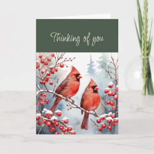 Carte Salut Bonjour la pensée de vous Red Bird Cardinals