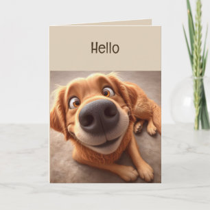 Carte Salut Bonjour Pensée pour toi Amusant Chien Drôle 