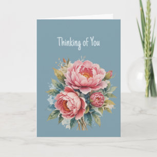 Carte Salut Bonjour Penser de vous Pink Peony Garden Flo