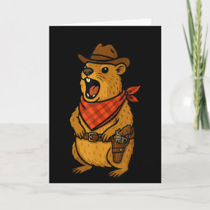 Carte Salut Cowboy Rock Hyrax Awawa Western Drôle 
