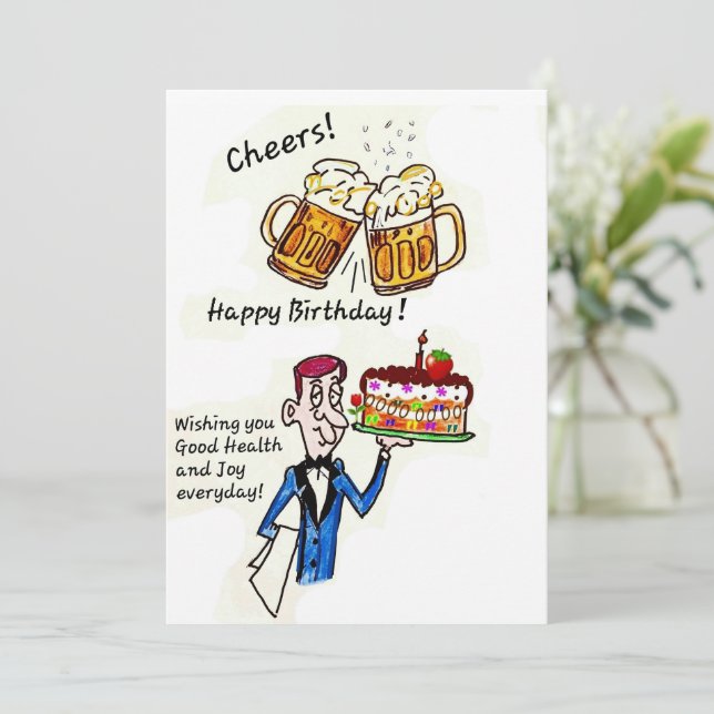 CARTE SALUT D'ANNIVERSAIRE - CHEERS D'ANNIVERSAIRE (Debout devant)