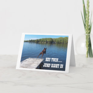CARTE SALUT **JUMEAU** SAUTE DANS ET PROFITE DE L'ANNIVE