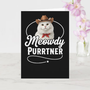 Carte Salut Purrtner Dessin de Chat Drôle Cowboy Western
