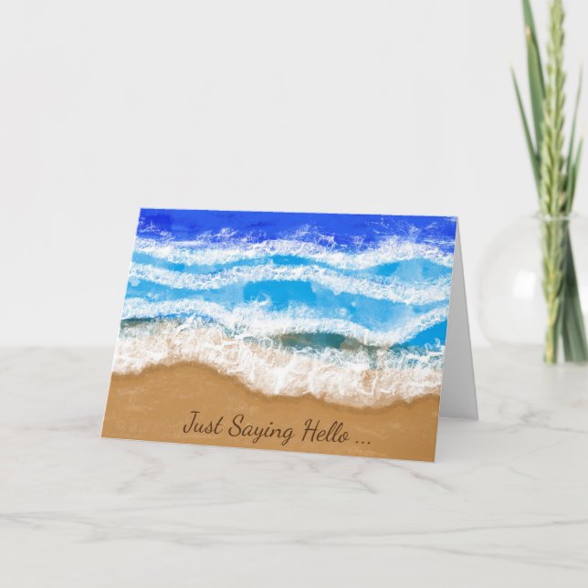 Carte Salut, Vagues sur une plage de sable (Devant)