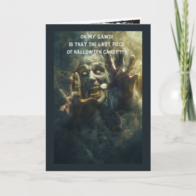 Carte Salutation amusante et effrayante d'Halloween (Devant)