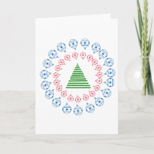 Carte - Salutation - Arbre de Noël et Décorations
