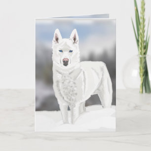 Carte Salutation blanche Husky