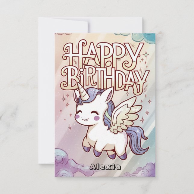 Carte Salutation cadeau Unicorn anniversaire (Devant)