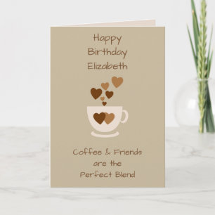 Carte Salutation d'anniversaire Brown Coffee & Friends
