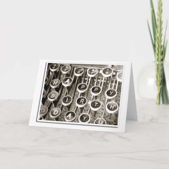 Carte Salutation d'anniversaire de la machine à écrire v (Devant)