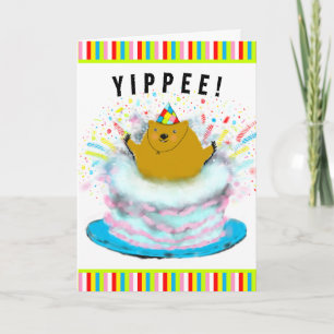 Carte salutation d'anniversaire de marmotte
