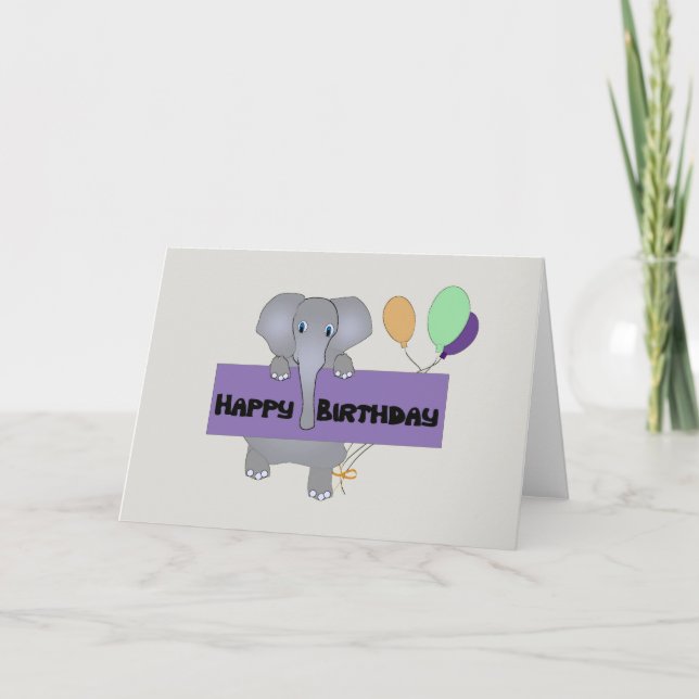 Carte Salutation d'anniversaire des éléphants (Devant)