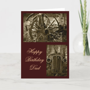 Carte Salutation d'anniversaire du père vintage