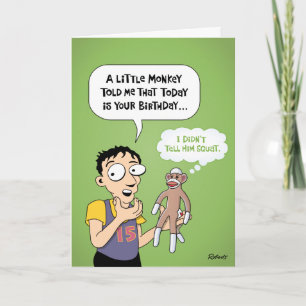 Carte Salutation d'anniversaire du singe de Sock