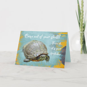 Carte Salutation d'anniversaire - La tortue sort de votr