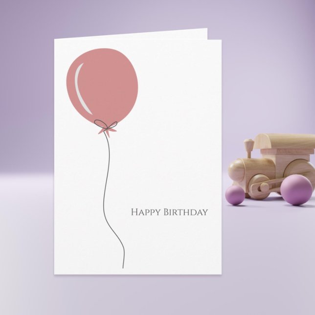 Carte Salutation d'anniversaire minimaliste rose (Cute minimalist balloon happy birthday card
)