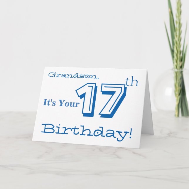 Carte Salutation de 17e anniversaire de Grand-fils en bl (Devant)