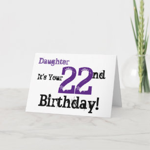 Carte Salutation de 22e anniversaire de la fille en noir