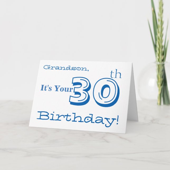 Carte Salutation de grand-fils à 30e anniversaire en ble (Devant)