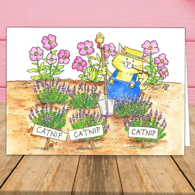 Carte Salutation de jardinier de chat (Créateur téléchargé)