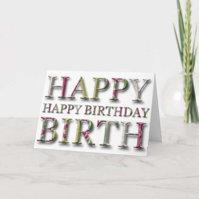 Carte Salutation de joyeux anniversaire avec des lettres (Devant)