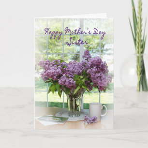 Carte Salutation de la fête des mères - Soeur - Lilacs
