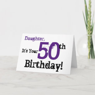 Carte Salutation de la fille à 50e anniversaire en noir,