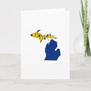 Carte Salutation de mot du Michigan grande de jaune