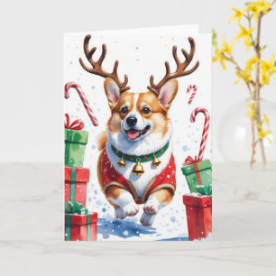 Carte Salutation de Noël de Chien Corgi