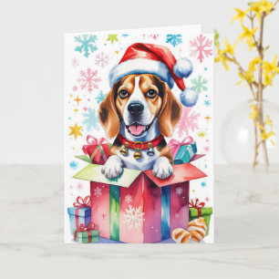Carte Salutation de Noël du chien beagle