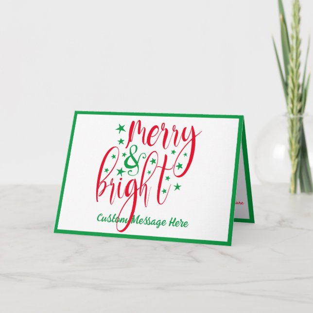 Carte Salutation de Noël Joyeux et vert rouge vif (Devant)