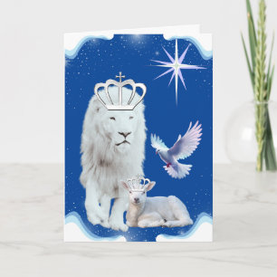 Carte Salutation de Noël Lion & Agneau