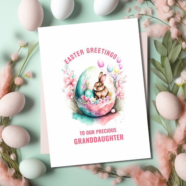 Carte Salutation de Pâques Petite-fille Lapin à l'intéri (Créateur téléchargé)