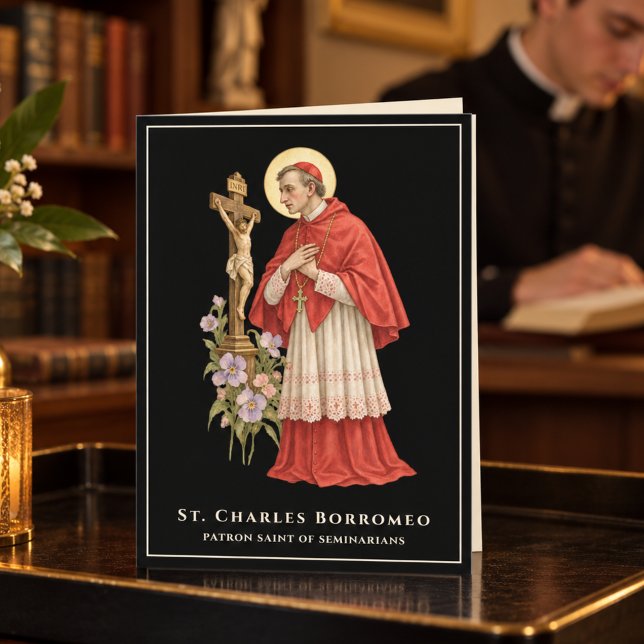 Carte Salutation de séminariste catholique St. Charles B (Créateur téléchargé)