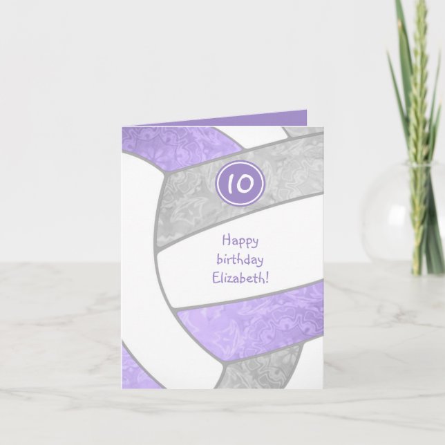 Carte salutation de volley-ball gris violet (Devant)