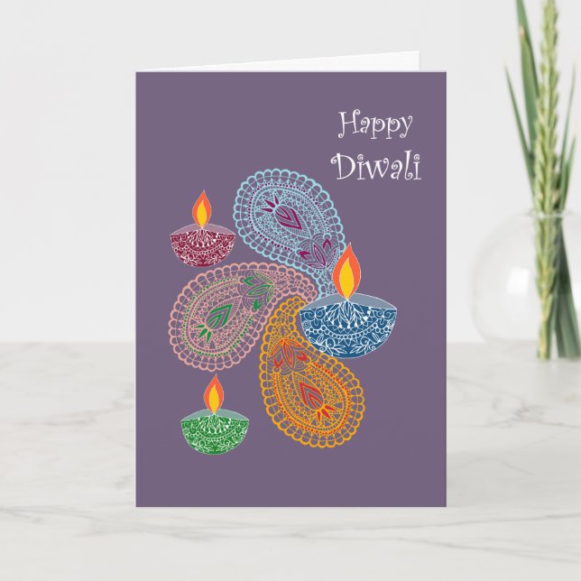 Carte Salutation Diwali - Paisleys (Devant)