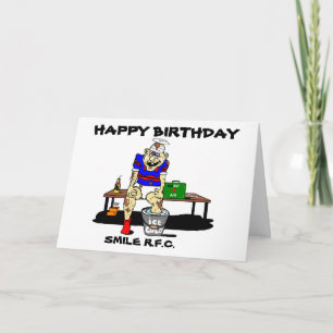CARTE SALUTATION DRÔLE D'ANNIVERSAIRE DE RUGBY