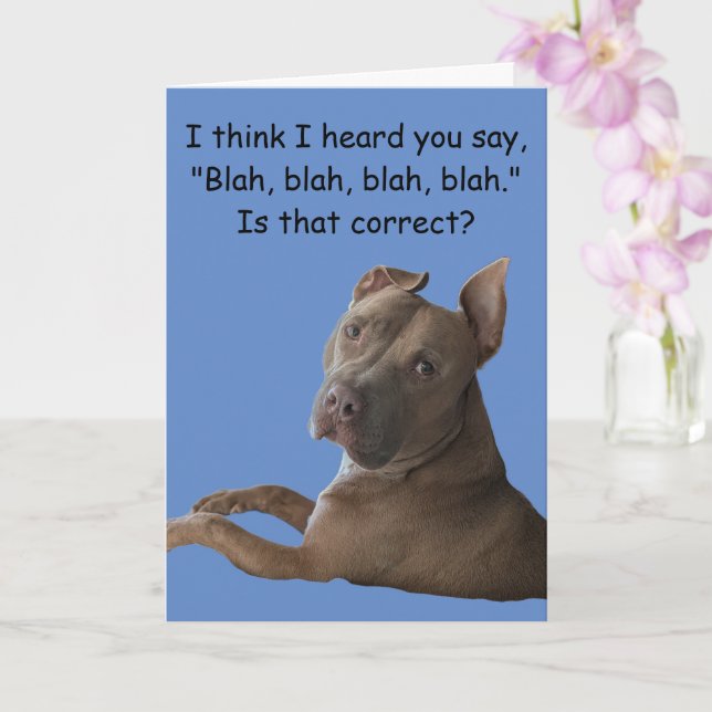 Carte Salutation drôle de Pit Bull (Orchidée)