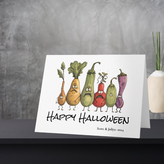 Carte Salutation drôle effrayée veggie Halloween (Créateur téléchargé)