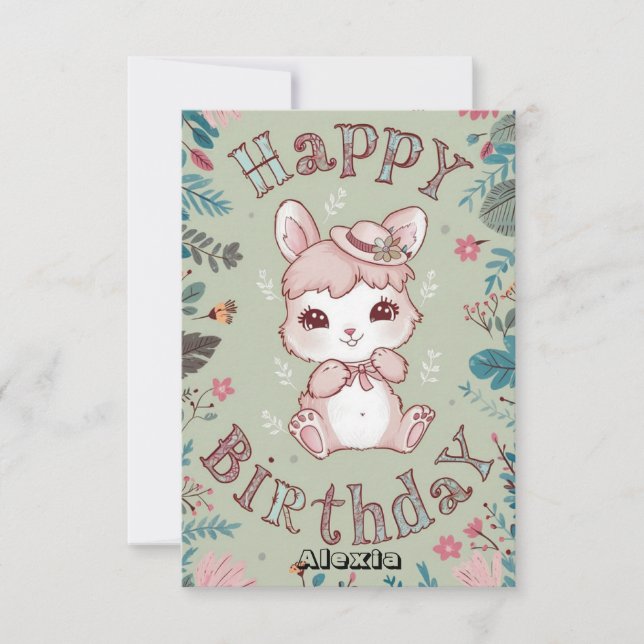 Carte Salutation Enchanted Bunny Digital Anniversaire (Devant)