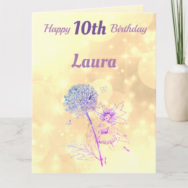 Carte Salutation féerique de joyeux 10ème anniversaire (Devant)